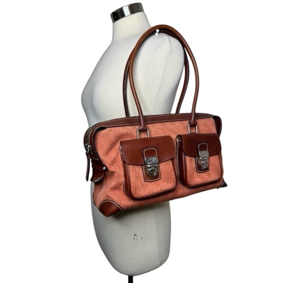 DOONEY & BOURKE VTG Toasty Orange & Chocolate Signature Satchel - Picture 1 of 13